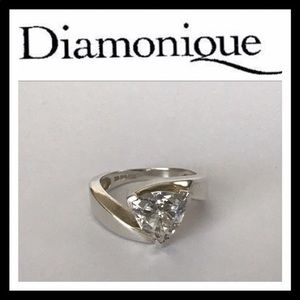Diamonique Sterling Silver Trillium Cut Ring Sz 5